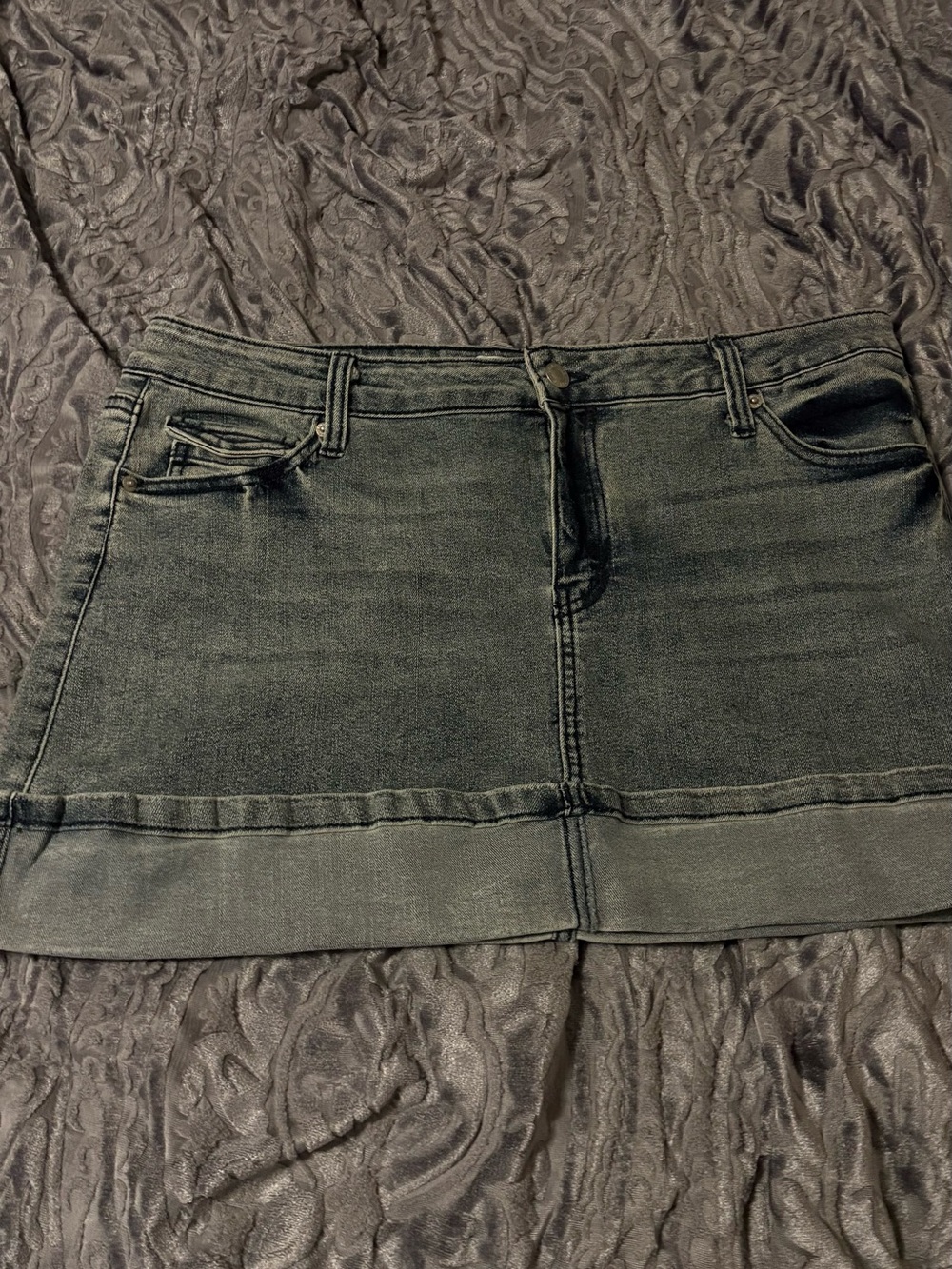Women’s Washed Charcoal Denim Mini Skirt
